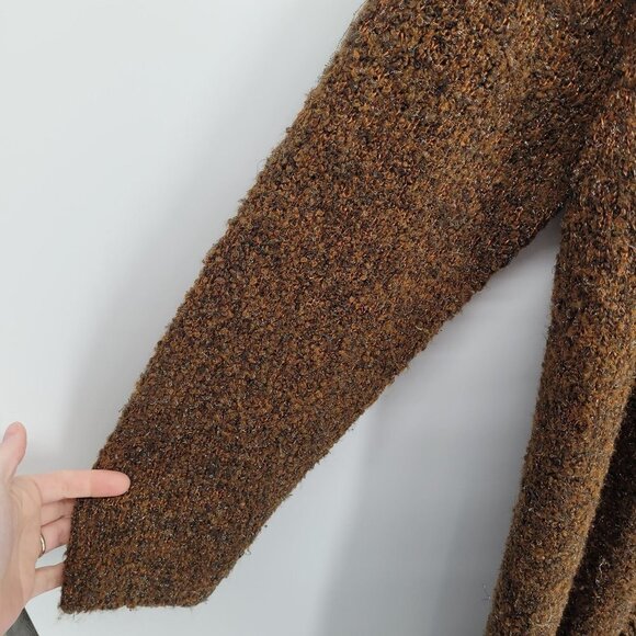 Clothes womens large brown metallic long duster cardigan coat acrylic blend - Picture 3 of 10